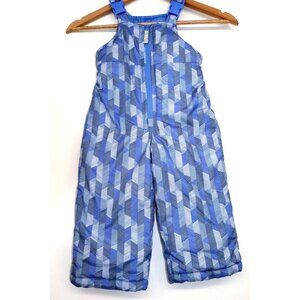 London Fog 24M Blue Geometric Pattern Toddler Snow Overalls Adjustable Straps